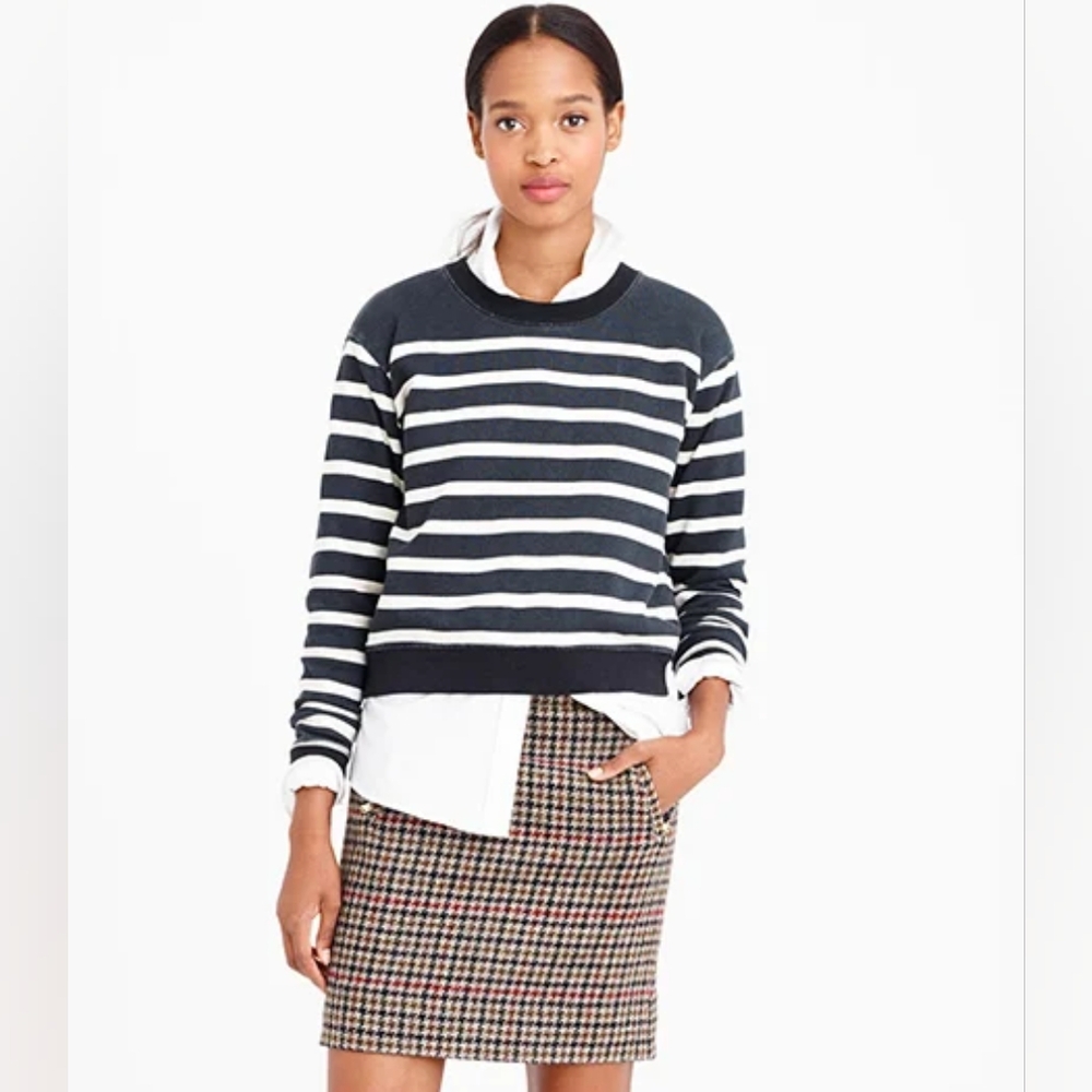 J. Crew Tweed And Houndstooth Brown Wool Mini Skirt Sz 6